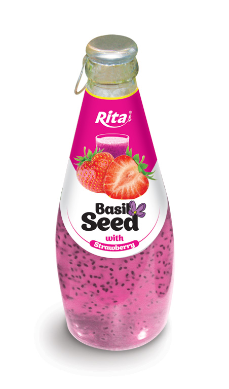 290ml glass bottle Basil Seed Drink with Strawberry juice RITA